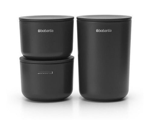 Set X 3 Recipientes De Tocador Apilables Dark Grey Brabantia 0