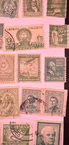 Sello Correo Antiguo Verde 78 Estampillas Buenas D Colección 5