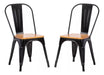 HLC Set of 2 Tolix Chairs with Black Wood 0