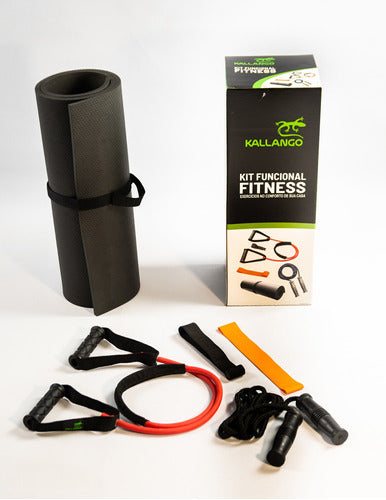 Kit Fitness Entrenaiento Banda Cuerda Colchonete Kallango 0