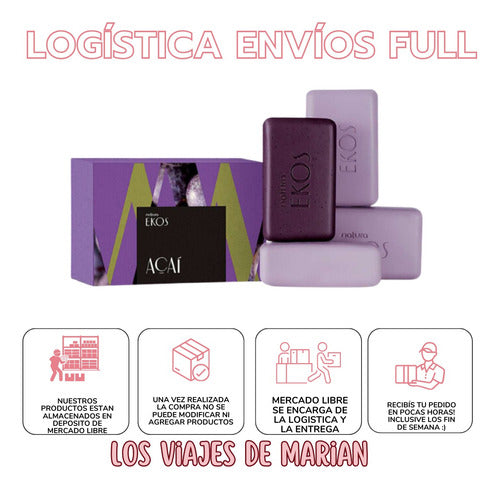 Caja Jabones Cremosos Y Exfoliante Acai Ekos Natura - Lvdm 3