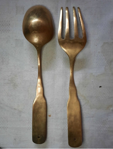 Adornos Cuchara Y Tenedor Bronce Grandes Para Colgar 31 Cm 1