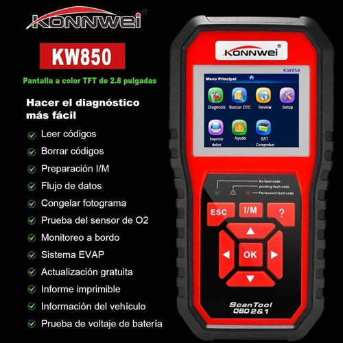 Konnwei KW 850 Universal OBD2 Automotive Diagnostic Scanner 3