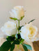 Set of 3 Premium Artificial White Roses with Green Leaves 3