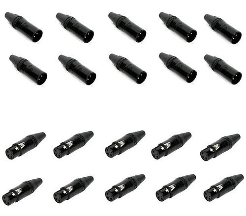 Seetronic XLR 3-Pin Connectors Kit - 10 Male and 10 Female, Black 0