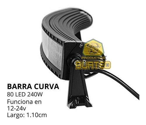 Burteo 80 Led 240 W Curved Bar with Magnifying Glass for All Vehicles 1