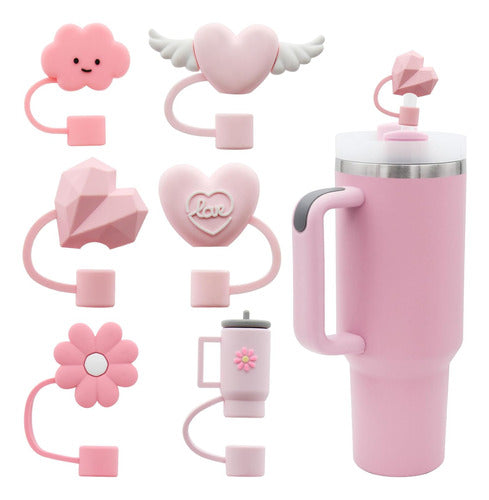 6 Tapa De Pajita Silic Para Taza Stanley De 30 40 Oz Rosa-a 0