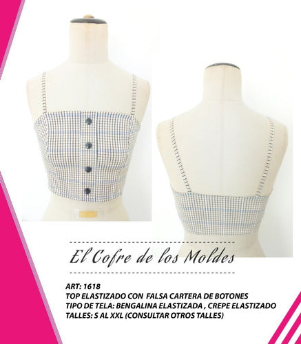 MoldeArte Molde Digital Top C/abotonadura Falsa, Pack Talles S A Xxl 1