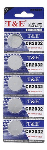 T&E CR2032 3V Lithium Button Batteries - Pack of 5 0