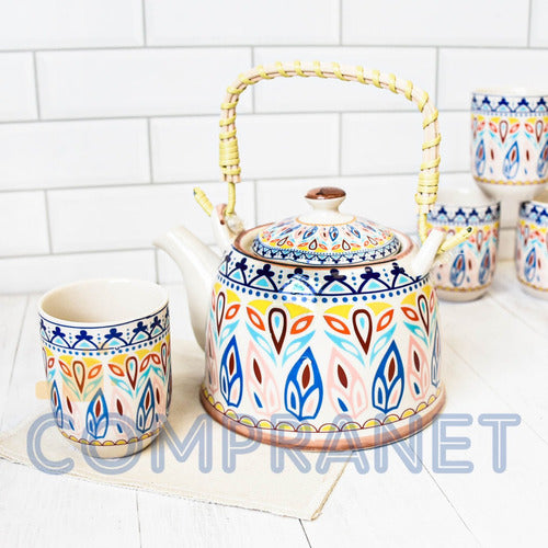 Combo Teapot + 2 Bowls for Tea, Made of China Porcelain - 90035 3