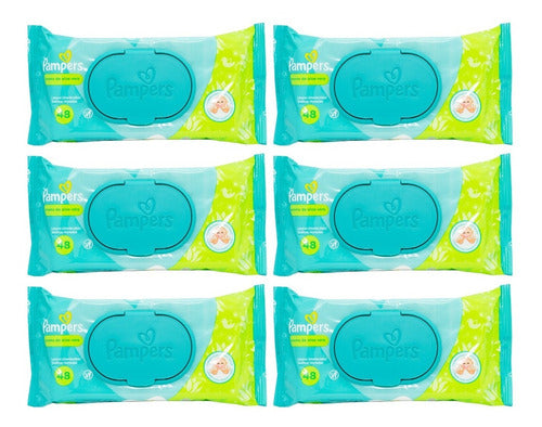 Pampers Kit X6 Toallitas Húmedas Aroma Aloe Vera Bebes 0