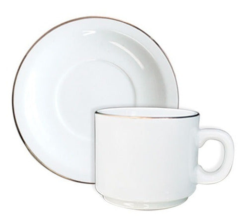 Tsuji Taza Y Plato Cafe Pocillo Dorado Porcelana 499 1