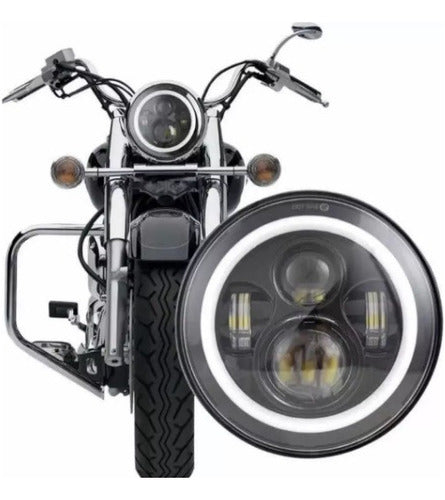 7-Inch LED Headlight with Angel Eye for Motorcycle 12V - Faro Led Optica 7 Pulgadas Ojo De Angel Moto 12V