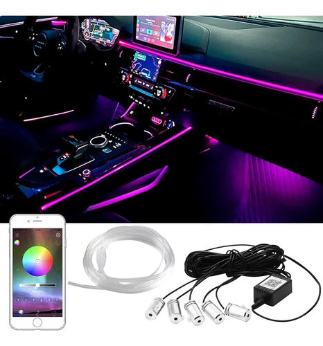 Kit Tira Led Rgb Auto Interior Bluetooth Fibra Optica 2