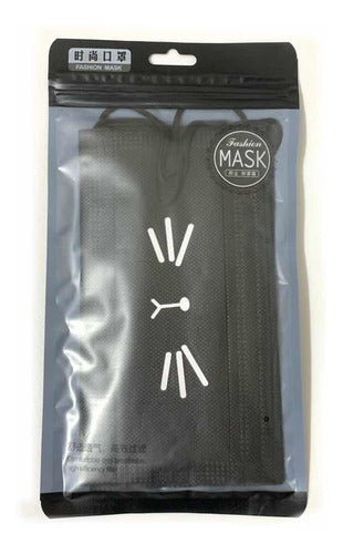 Mask Tapa Boca Barbijo X5 U. Negro Estampado 2