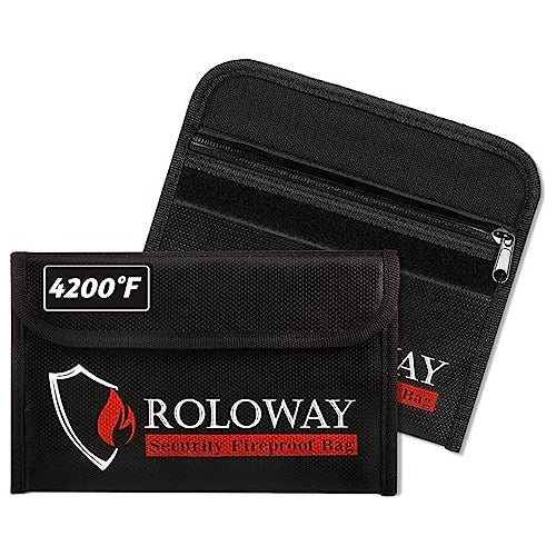 RoloWay Small Fireproof Bag Set (12x20cm) - Black 0
