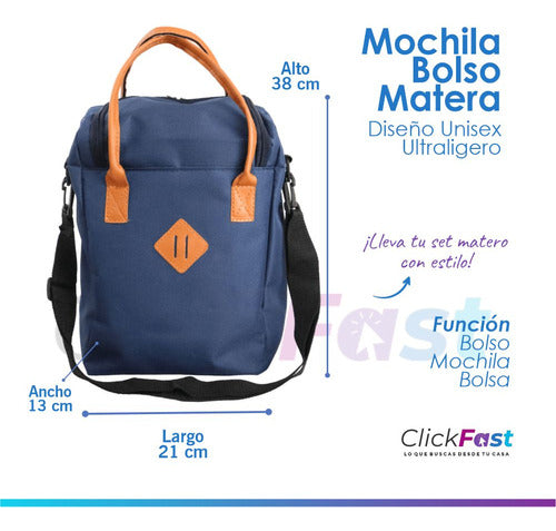 Click Fast Set Matero Mochila Bolso Matero + Mate + Latas + Termo Negro 2