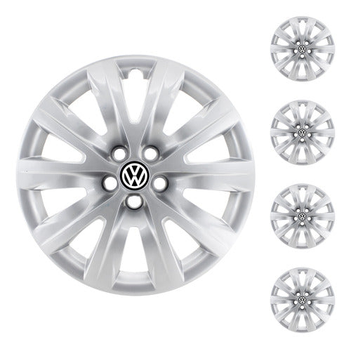 Retov 15-Inch Wheel Cover Set for Volkswagen Fox Suran 2012-2014 + Logo 0