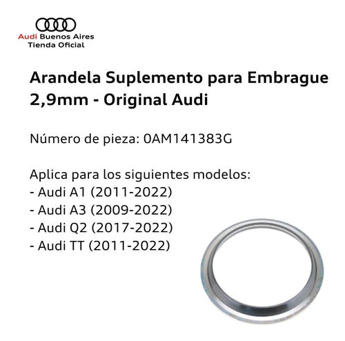 Arandela Suplemento Para Embrague 2,9 Mm Audi Q2 2018 Al 1