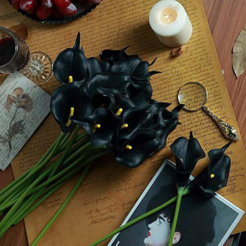 IPOpu 24 Pieces Black Calla Lily Artificial Flowers 4