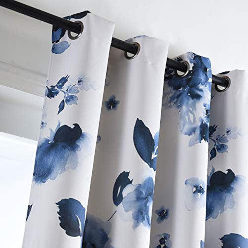 Taisier Home Deep Blue Ink blackout curtains with grommets - Set of 2 2