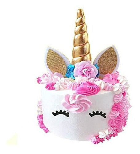 Palksky Handmade Gold Unicorn Birthday Cake Toppers Set 0