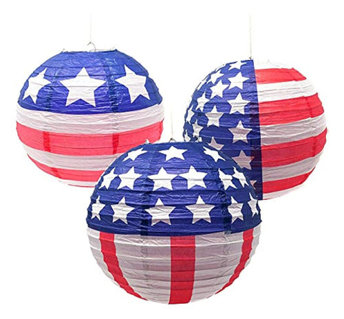 Podzly 12 Patriotic Hanging Paper Lanterns - 12 In 0