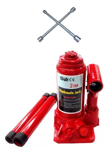 Hydraulic Bottle Jack 2 Ton for Peugeot 408 with Premium Cross Wrench 0