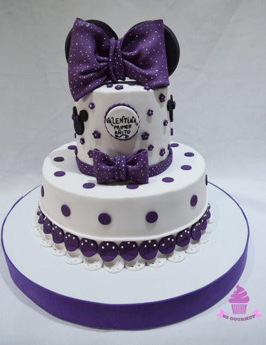 SS GOURMET Torta De Minnie Moño Violeta - Ideal Cumpleaños Infantiles 0