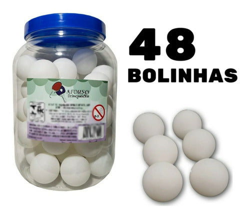 Bolas / Bolinhas De Ping Pong Branca Pote Com 48 Unidades 3