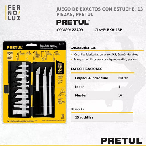 Juego Kit Cuchillas Cortadores De Precisión Pretul 13 Piezas 1