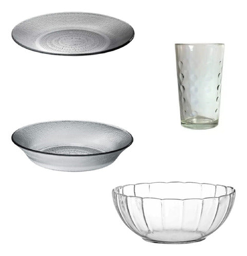 Rigolleau 6 Flat Plates + 6 Deep Plates + 8 Glasses + Salad Bowl 0