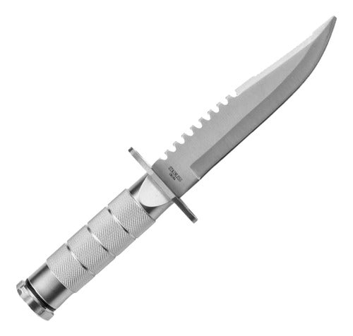 Silver Rambo Style Knife with Tactical Survival Accessories 3