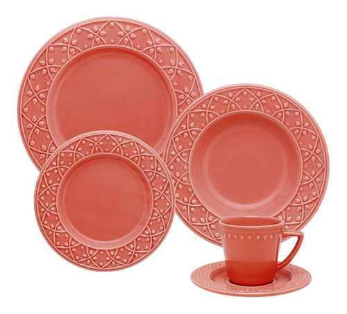 Oxford Coral Set 30 Pieces Playo Hondo Postre Te Vajilla 0