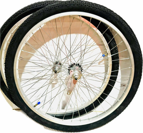 Generic Kit X2 Bicycle Wheels R26 with Pedals + Tubes + Covers 1