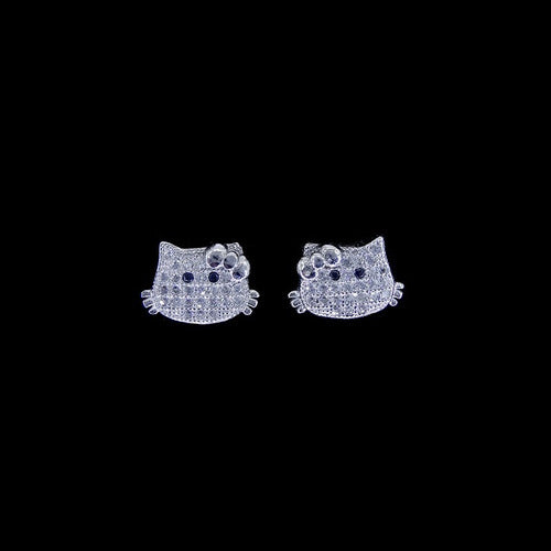 New 925 Silver Kitty Earrings with Cubic Zirconia - Local Store Exclusive !! 1