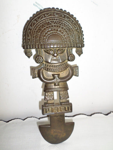 Antiguo Adorno De Bronce Totem Tupo Peruano 27 Cm Alto 1