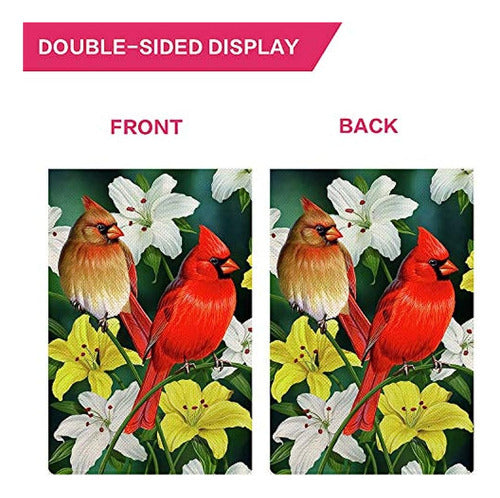 Gormcore Cardinal Floral Lily Garden Flag Red Birds Spring 3