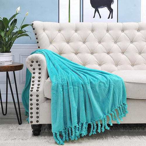 ~? Inicio Soft Things Braided Bed Couch Throw Blankets, Balt 0