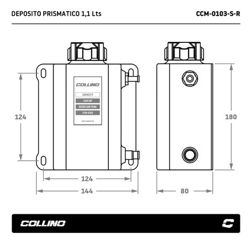 Collino Aluminum Prismatic Water Tank Right Outlet Midget 1
