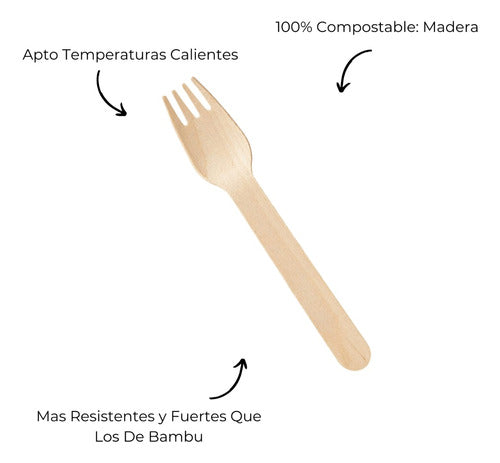 Biodegradable Wooden Disposable Forks - Pack of 100 2