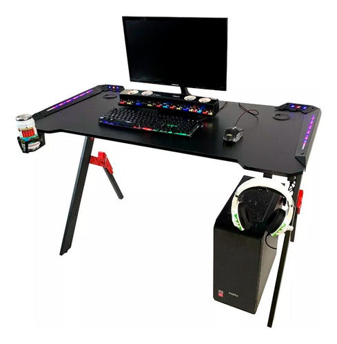 Generic Carbon Fiber RGB LED Gaming Desk 120x60-Carolinas S 1