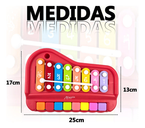 Pianinho Infantil Xilofone Teclado Musical 2 Em 1 Vermelho 5