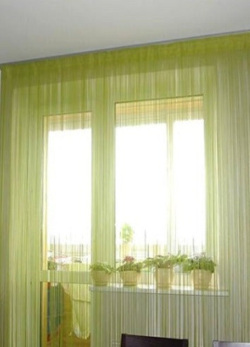 Set of 2 Fringed Curtain Panels Glass Thread Room Divider Decorations 2x2m 5