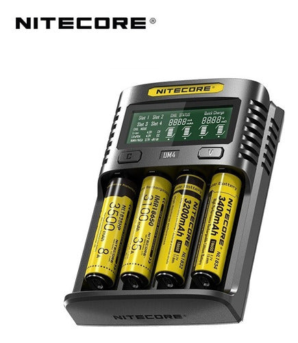 Nitecore UM4 USB Charger 4 Slots Battery Status Display 18650 6