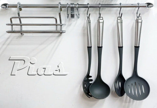 Pias Kitchen Organizer Kit: Hanging Rack, Hooks, and Multi-Purpose Shelf! 1