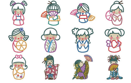 75 Embroidery Machine Doll Japanese/Geisha Patterns 1