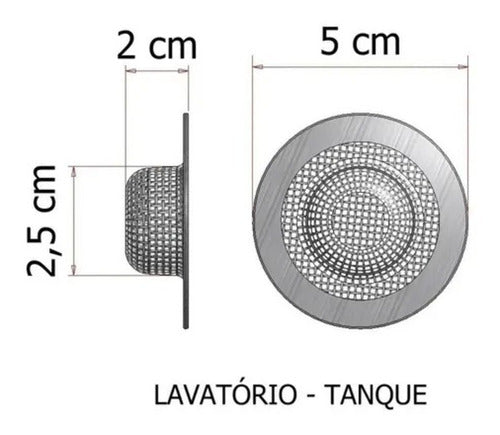 Ralo Japonês Ralinho De Pia Tanque Inox 5cm 1