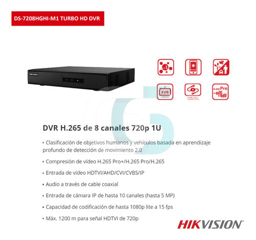 Dvr H.265 De 8 Canales 720p Hikvision Ds-7208hghi-m1 - 220v 1