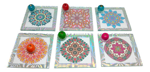 MilyMaga Artesanías 10 Mandala Porta Sahumerio Vidrio 5x5 Souvenir Revendedor 0